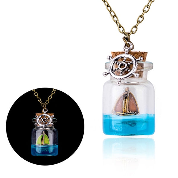 Vintage Mermaid Tears Shells Star Vial Necklace Shellhard Blue Sea Ocean Glass Wish Bottle Necklaces & Pendants Unisex Jewelry