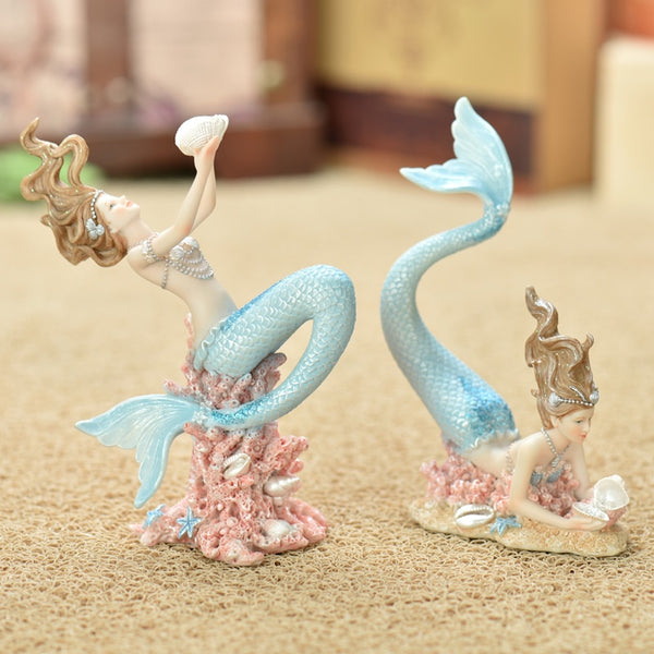 Mermaid decoration home decoration birthday gift smallsweet resin nautical fairy home garden sea fish figurines home decor