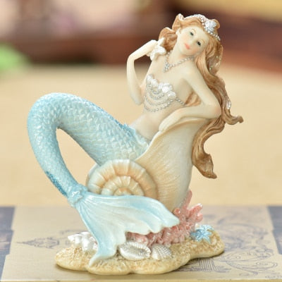 Mermaid decoration home decoration birthday gift smallsweet resin nautical fairy home garden sea fish figurines home decor