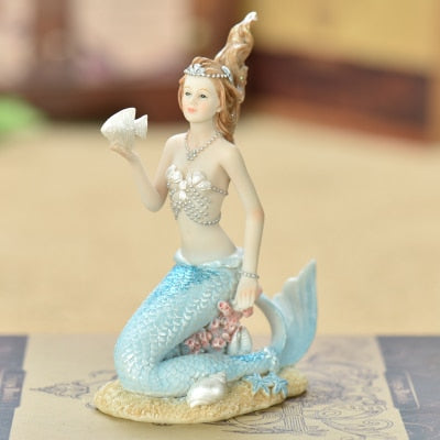 Mermaid decoration home decoration birthday gift smallsweet resin nautical fairy home garden sea fish figurines home decor